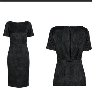 Jacquard Weave Open Back Black Dress
